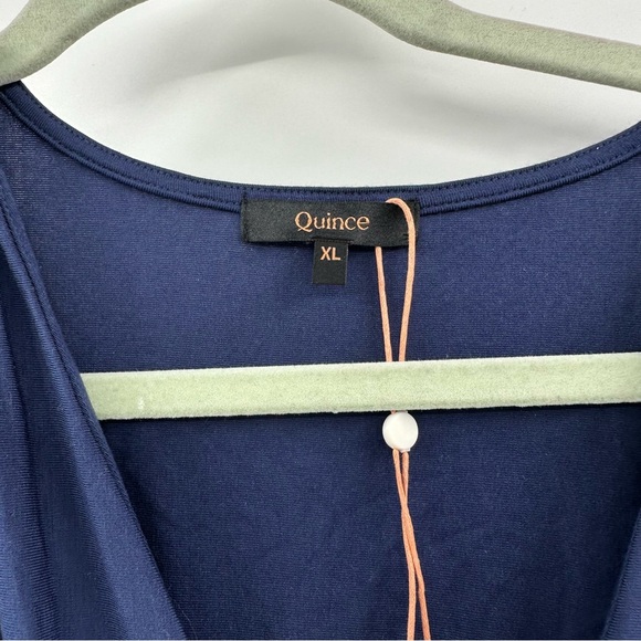 NEW Quince Tencel V Neck Long Sleeve Midi Dress Navy Blue Size XL - Picture 4 of 7